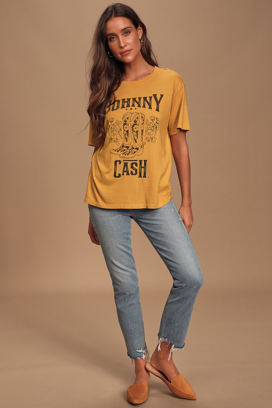 Johnny Cash Women's Walk The Line Shoes Boyfriend Fit T-Shirt